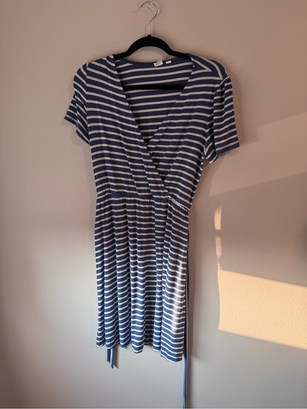Gap Striped Navy and Light Blue Wrap-Front Women's Dress